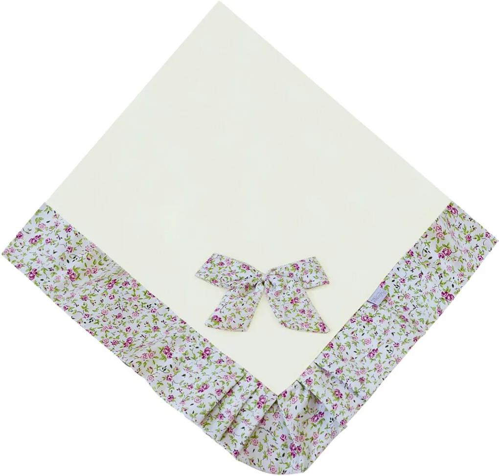 Manta Enxoval Piquet Padroeira Baby Provence Floral Bege