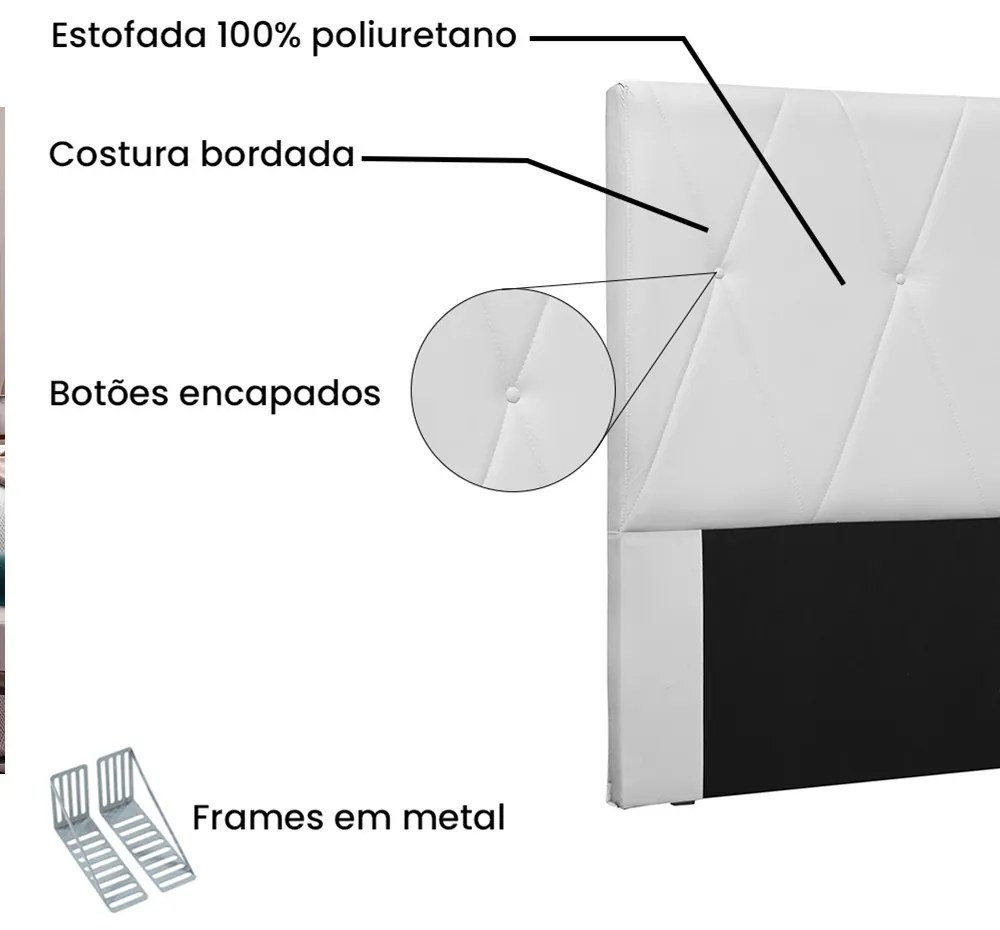 Cabeceira Aquilla Para Cama Box Casal 140 cm Corino - D'Rossi - Branco