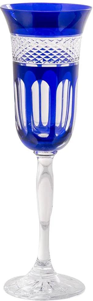 Taça de Cristal Para Champanhe 150ml Azul Lodz