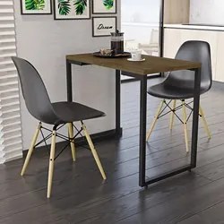 Conjunto Mesa de Cozinha Prattica Industrial 90cm e 2 Cadeiras Eames F