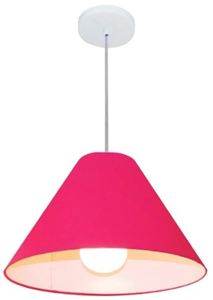 Lustre Pendente Cone Md-4078 Cúpula em Tecido 25/40x15cm Rosa Pink - Bivolt