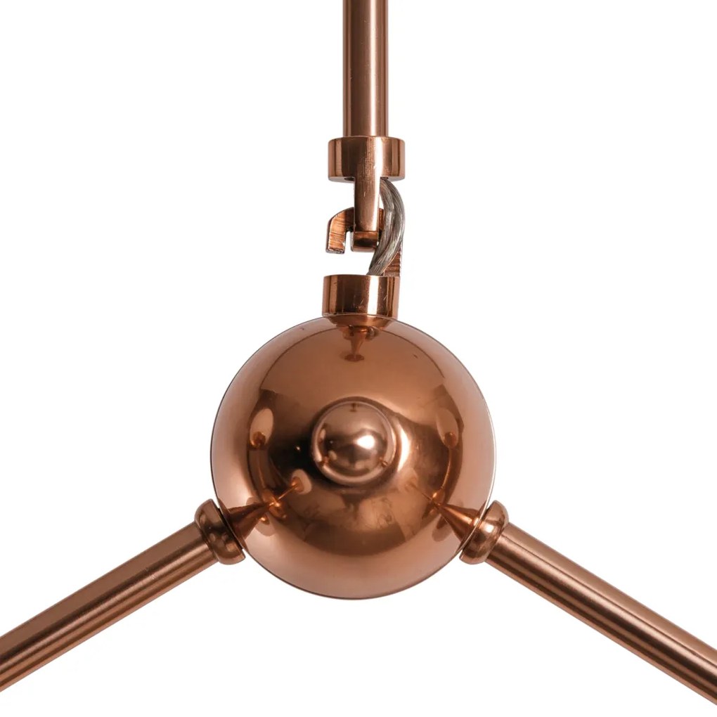 Pendente Cacau Ø68X57X83Cm 6Xg9 / Metal E Globo Ø12Cm | Usina 16738/6 (CB-PV - Cobre Brilho Polido Verniz, FOSCO)