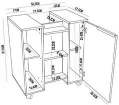 Gabinete Para Banheiro 55cm 1 Porta Com Rodízios Pequin Branco - Becha