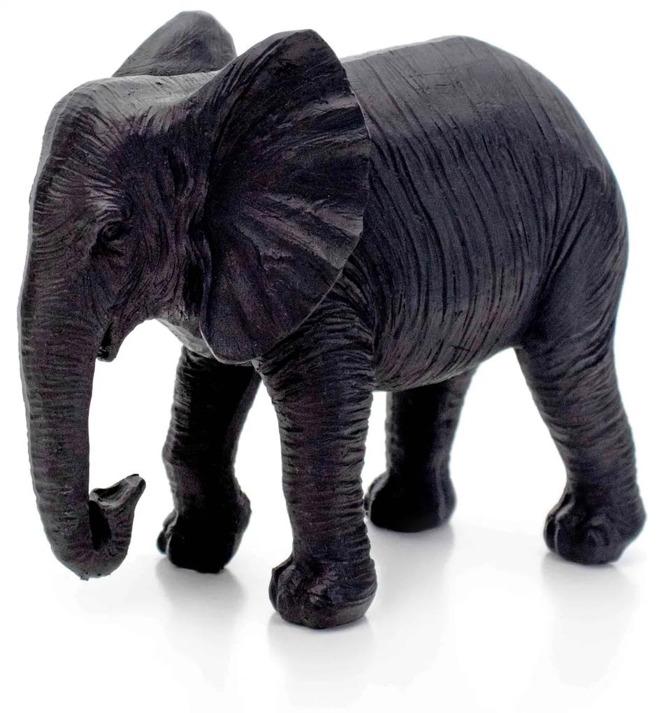 Escultura Decorativa Elefante em Poliresina Preto 26x31x13 cm - D'Rossi