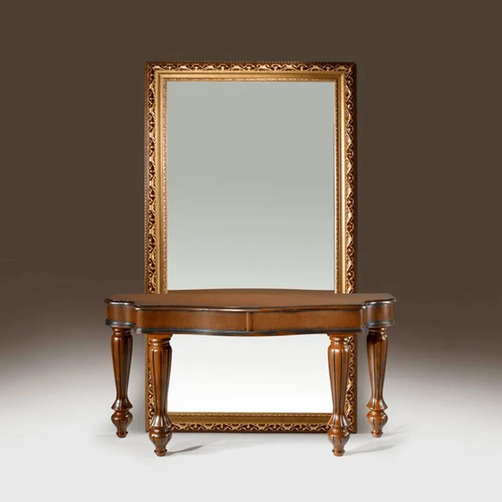 Espelho Dália Castanho/Dourado 205cm Madeira Maciça