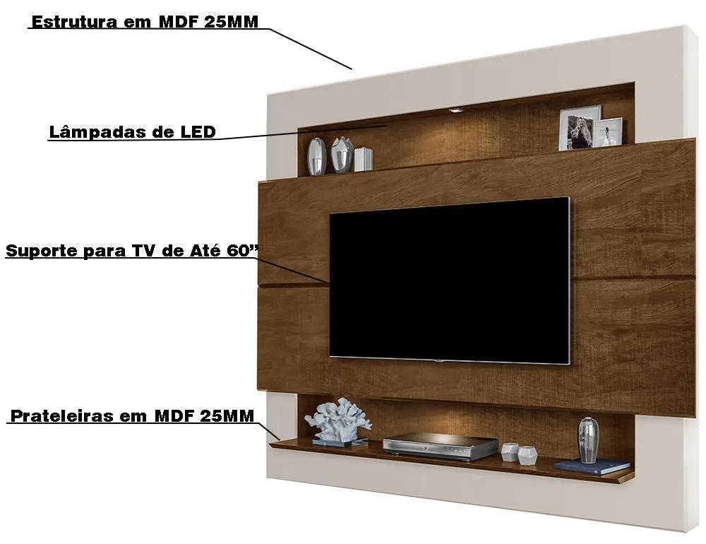 Painel Suspenso Forlán 1,60 cm para TV de até 60'' Off White/Malbec G37 - Gran Belo