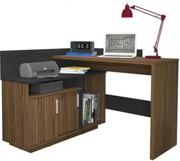 Escrivaninha de Canto Mega Office - Preto e Amêndoa