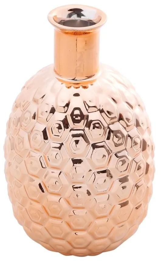 Vaso De Cerâmica Cromado Rosé Abacaxi 12x22cm 25685 Prestige