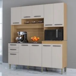 Armário de Cozinha Compacta 180cm Regina Z46 Damasco/Off White - Mpoze