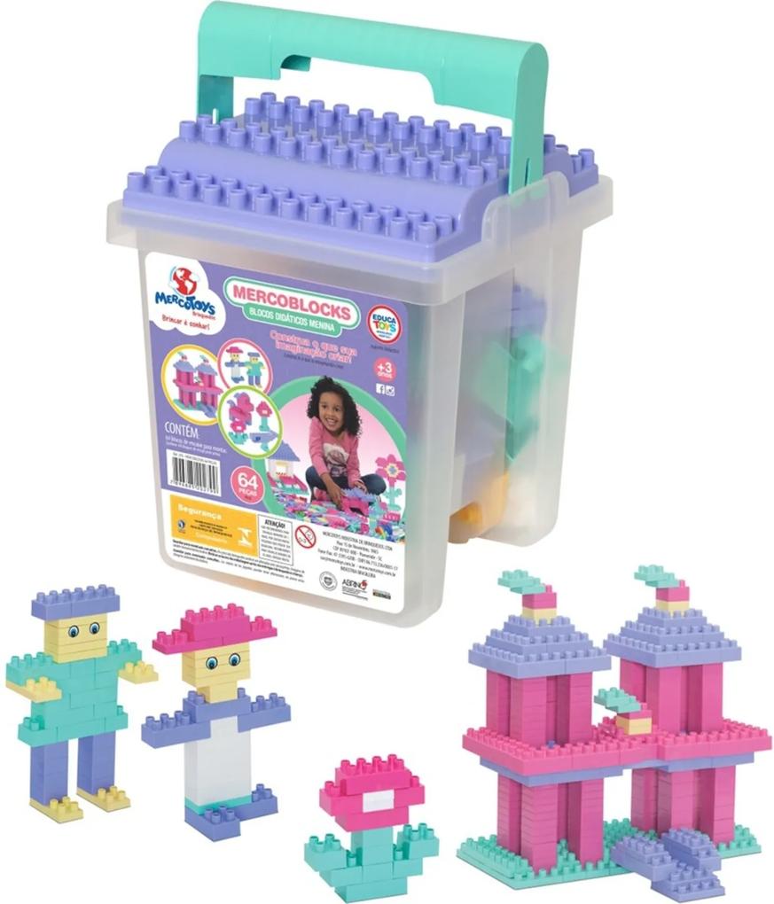 Blocos Didáticos Merco Toys Mercoblocks 110 peças Menina Multicolorido