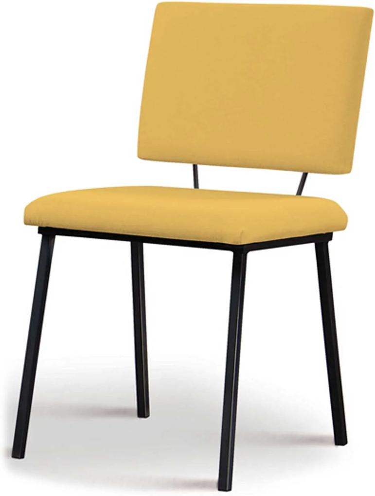Cadeira Antonella Aço Preto Assento/Encosto Estofado Linho Amarelo Daf