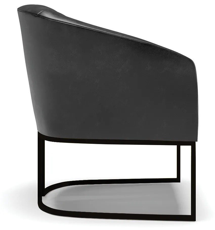 Poltrona Decorativa Industrial Preto Kit 2 Stella Sintético PU D03 - D'Rossi - Preto