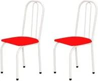 Kit 2 Cadeiras Baixas 0.101 Assento Reto Branco/Vermelho - Marcheli