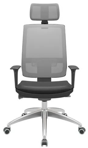 Cadeira Office Brizza Tela Cinza Com Encosto Assento Facto Dunas Preto Autocompensador 126cm - 63206 Sun House