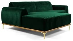 Sofá 300cm 5 Lugares com Chaise Esquerdo Pés Gold Molino C-303 Veludo