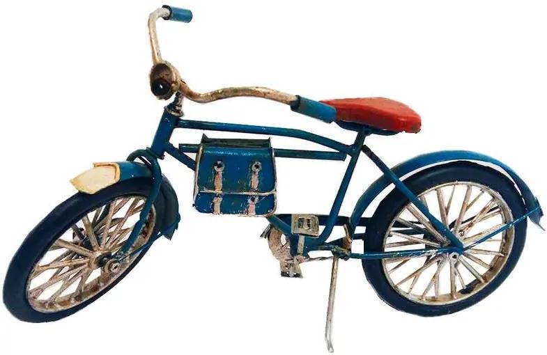 Miniatura Bicicleta Azul Com Bolsa De Couro