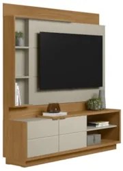 Estante Painel Para TV 60 Pol 180cm Atlas L06 Nature/Off White - Mpoze