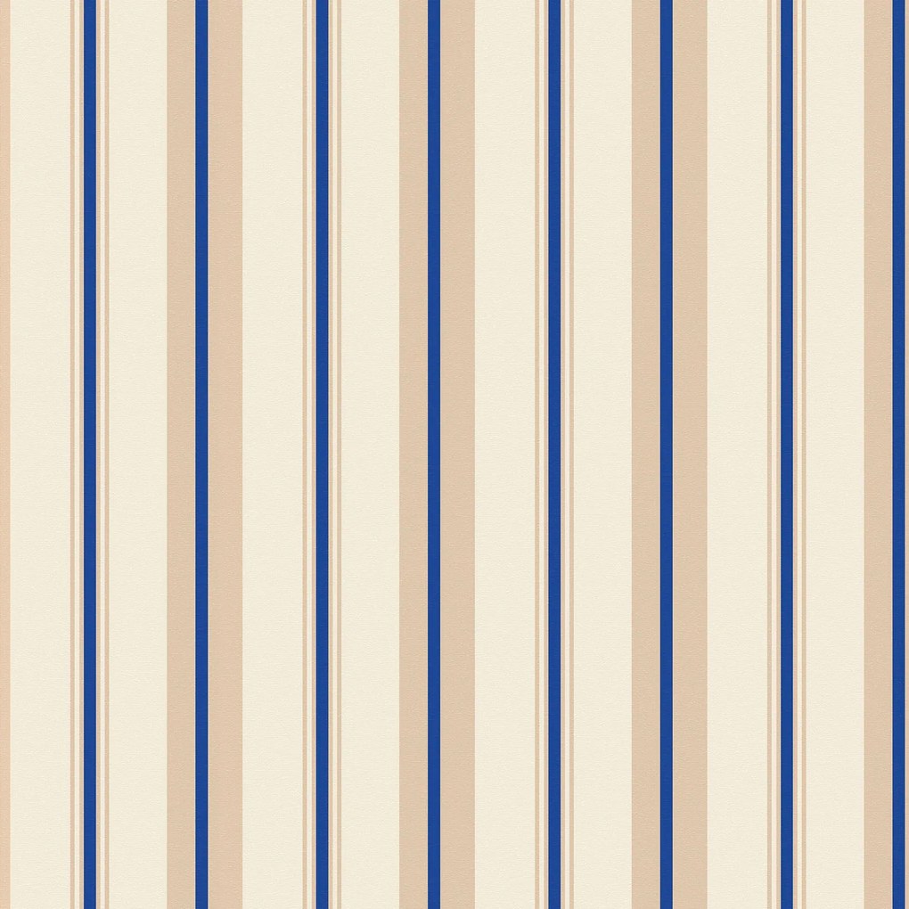 Papel de Parede Listrado Nude Marrom e azul