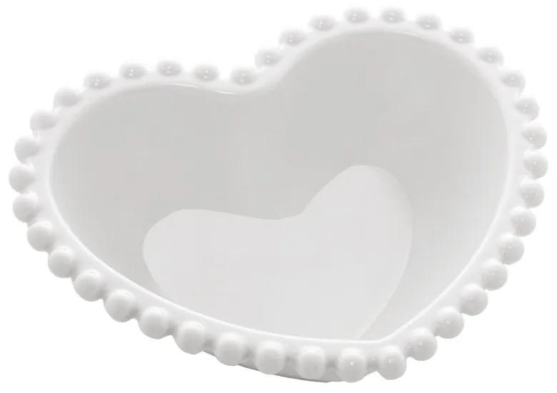 Saladeira Porcelana Coração Beads Branco 21x18x6cm 28495 Bon Gourmet