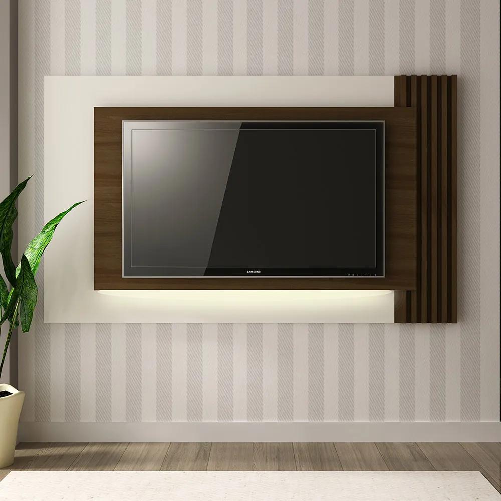 Painel Home para TV até 65 com LED Sala de Estar PL3003 Capuccino/Off White G69 - Gran Belo