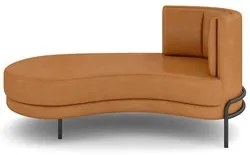 Chaise Longue Divã 164cm Braço Direito Logus D06 Sintético Caramelo -