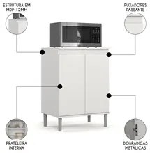 Balcão de Cozinha com Tampo 2 Portas 61cm Italy Branco - EJ Móveis