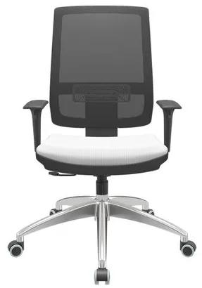 Cadeira Office Brizza Tela Preta Assento Aero Branco RelaxPlax Base Aluminio 120cm - 63820 Sun House