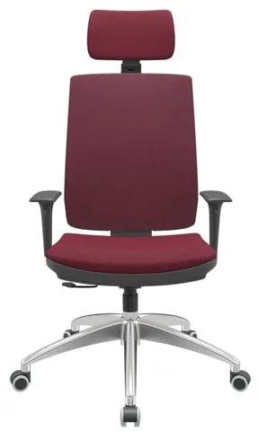 Cadeira Office Brizza Soft Poliester Vinho RelaxPlax Com Encosto Cabeca Base Aluminio 126cm - 63508 Sun House