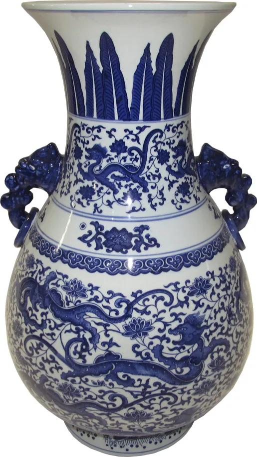 Ânfora Decorativa em Porcelana Chinesa Azul