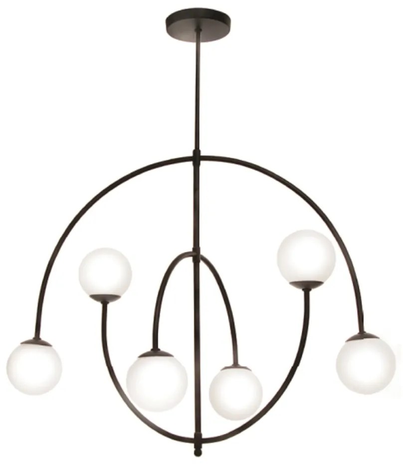 Plafon Mixed Curvo Haste Fixa 50X68X79Cm Globo Ø10Cm 6Xg9 - Old Artisa... (COBRE FOSCO, AMBAR)