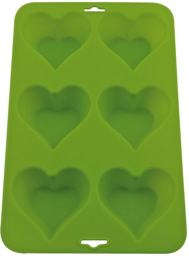 Forma De Silicone Verde Para 6 Cupcakes Coração