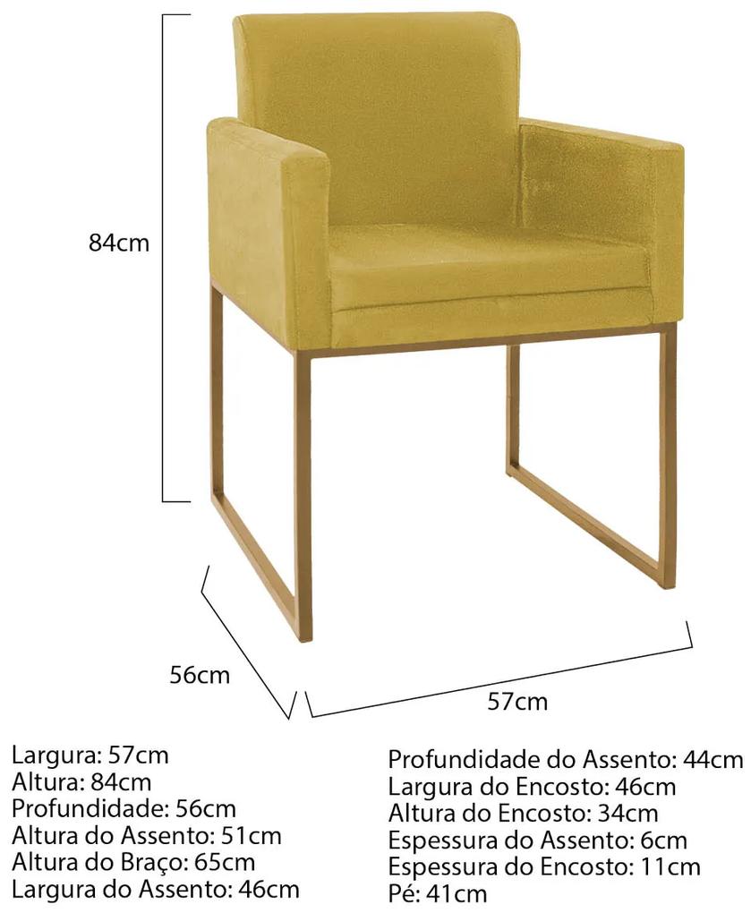 Kit 02 Poltronas Decorativa Bellinha Base de Ferro Dourado Suede - ADJ Decor
