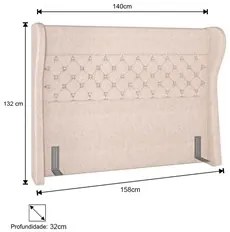 Cabeceira Cama Box Casal 140cm Trinidad P02 Linho Cru - Mpozenato