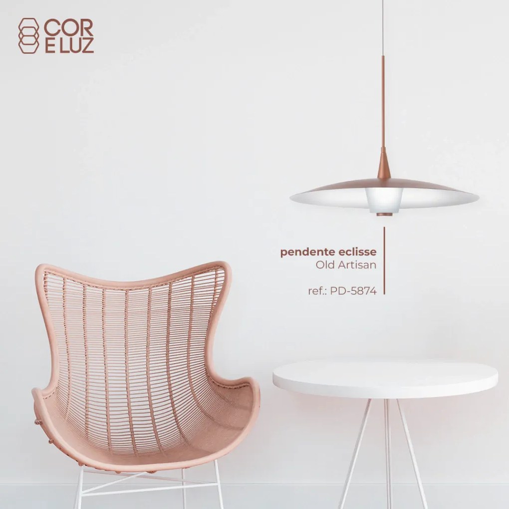 Pendente Eclisse Ø50X41Cm Disco Curvo Metal Alumínio E Vidro 01Xled 9W... (GRAFITE / LUNA)