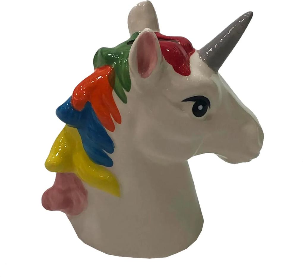 Cofre Ceramica Busto Unicornio Colorida Decora Infantil