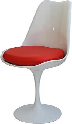 Cadeira Saarinen Sem Braço ABS BAse Alumínio Branca Com Almofada Vermelha Or Design