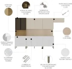 Armário de Cozinha CP06 Com Tampo 120cm Minsk Branco/Soft Z06 - Mpozen