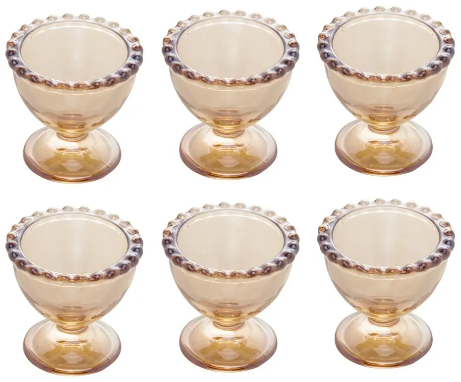 Jogo 6 Porta Ovos Cristal Pearl Âmbar 20cm-Ela Decora