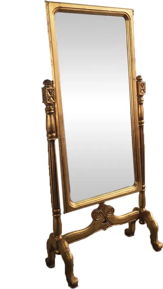 Espelho de Chão Clássico Dourado Folheado a Ouro