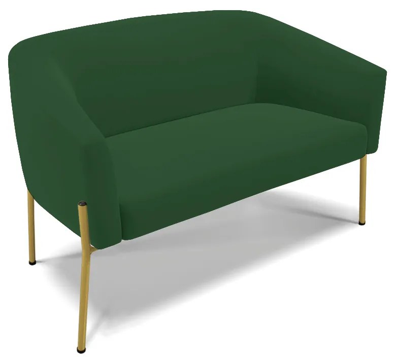 Namoradeira e 2 Poltronas Pé de Ferro Dourado Stella Veludo Verde D03 - D'Rossi