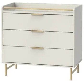 Cômoda Yves 3 Gavetas Cor Off White Com Dourado 90cm - 71101 Sun House