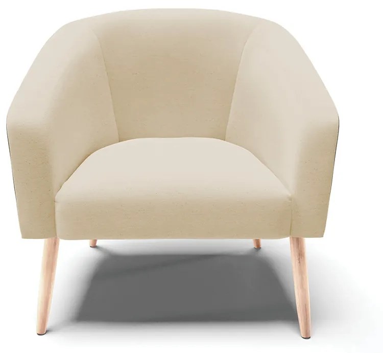 Poltrona Decorativa Pé Palito Natural Stella Preto/Linho Areia D03 - D'Rossi