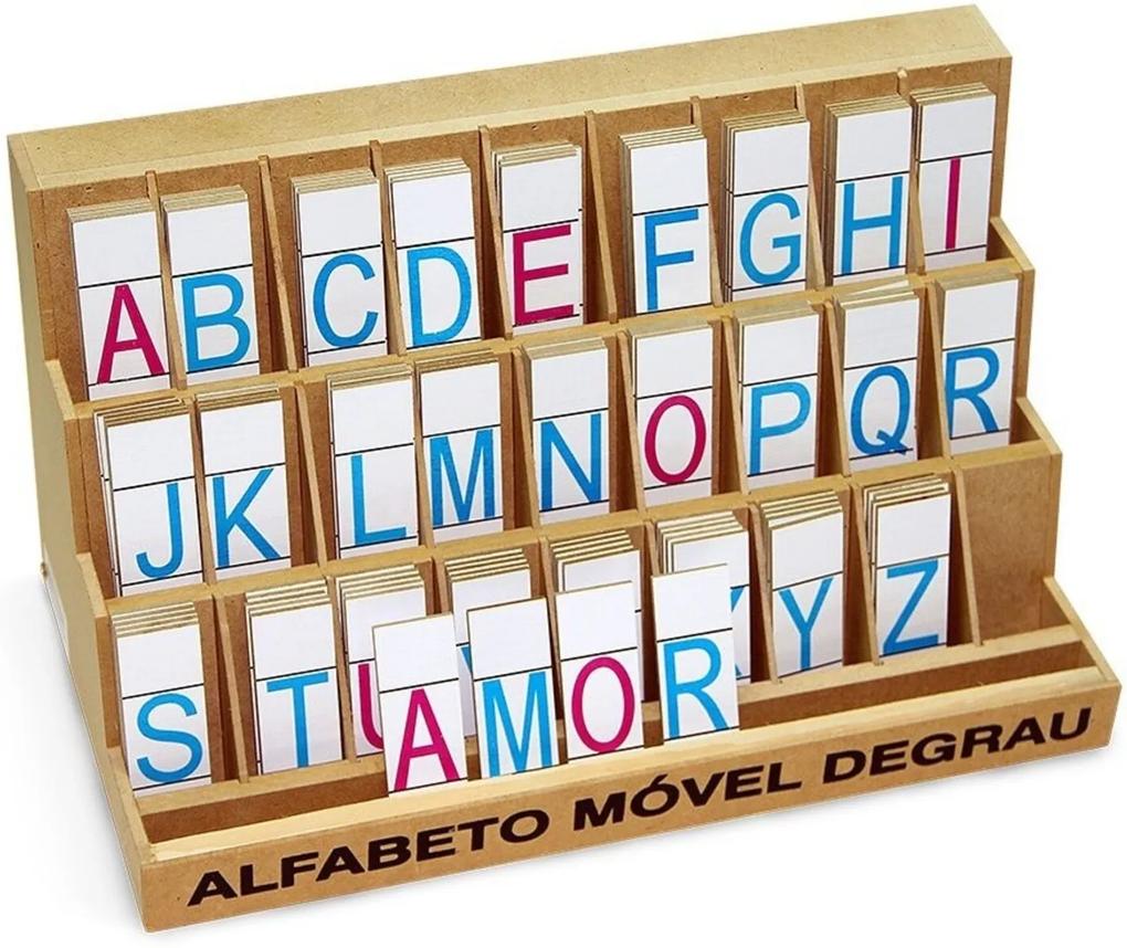 Alfabeto Móvel Degrau - Mdf - 130 Peças - Pvc Enc