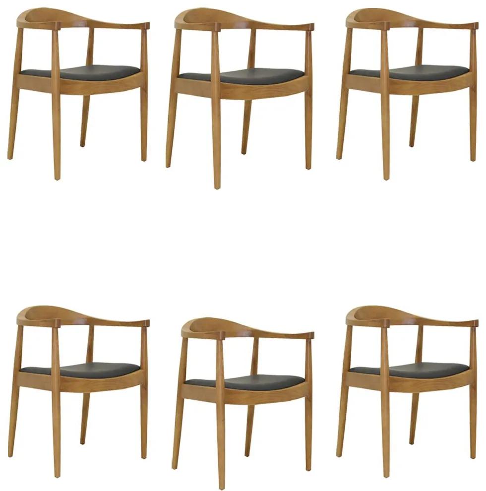 Kit 6 Cadeiras Decorativas Sala e Escritório Colonial Madeira Bege G56 - Gran Belo