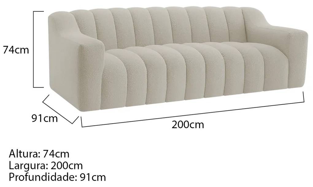 Kit 1 Sofá 200cm 2 Poltrona Luxo Recepção Sala Elegance Bouclé