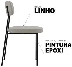 Kit 4 Cadeiras Estofadas Milli Linho F02 Cinza - Mpozenato