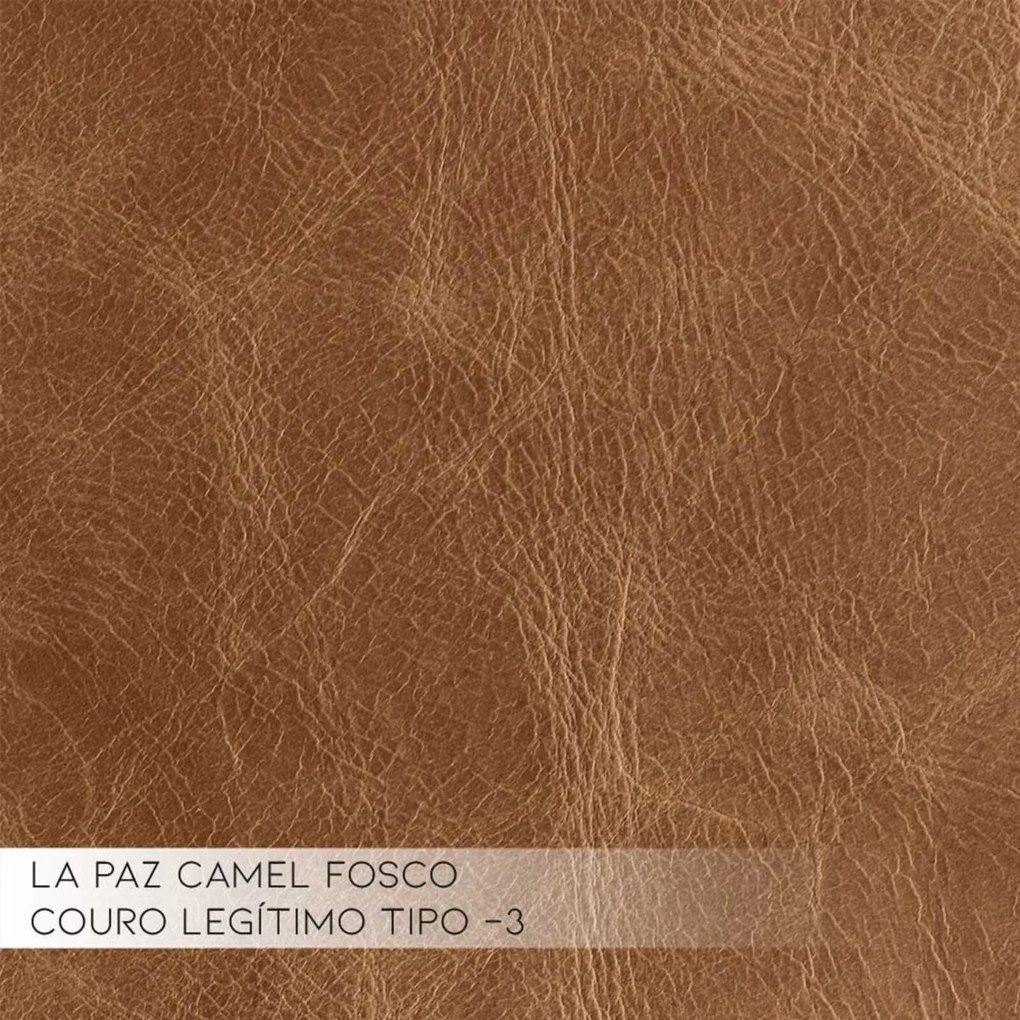 Sofá 4 Lugares Sala de Estar Pés Madeira 280cm com USB Minsque Couro Camel - Gran Belo