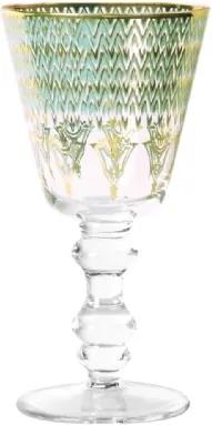 Conjunto de Taças para Água em Vidro Cristalino com Detalhe Bizantino