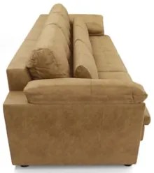 Sofá Retrátil 3 Lugares Para Sala 257cm Dijon Couro Bege S07 - Mpozena