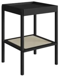 Mesa Lateral Com Prateleira Pés Madeira Arlo A10 Nero/Preto - Mpozenat